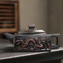 Purple Pottery Vintage Teapot Ceramic Carve Kung Fu Teapot Single Teapot Pu'er Tea Making Device Tea Sets Chinese Tea Pot