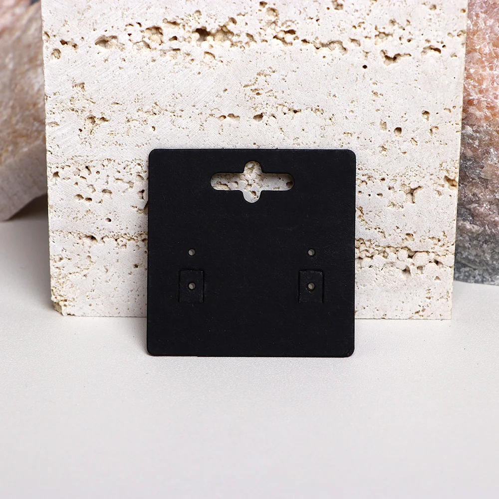 50PCS 5x5cm White Brown Black Hanging Display Cards For Earrings Sets Jewelry Cardboard Small Business Packaging Supplies