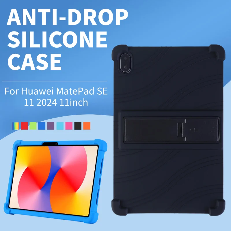 For Huawei MatePad SE 11 2024 11inch Soft Silicon Kickstand Cover Shockproof Protective Case with Stand Compatible with AGS6-W00