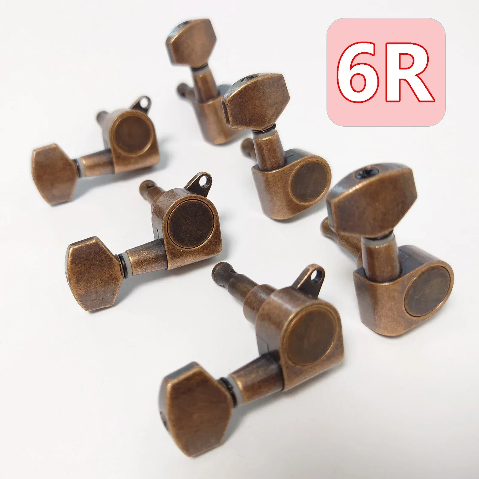 

6R Vintage Style Guitar Tuning Pegs Guitar Tuners Machine Head Red Copper for Acoustic Guitar Accessori