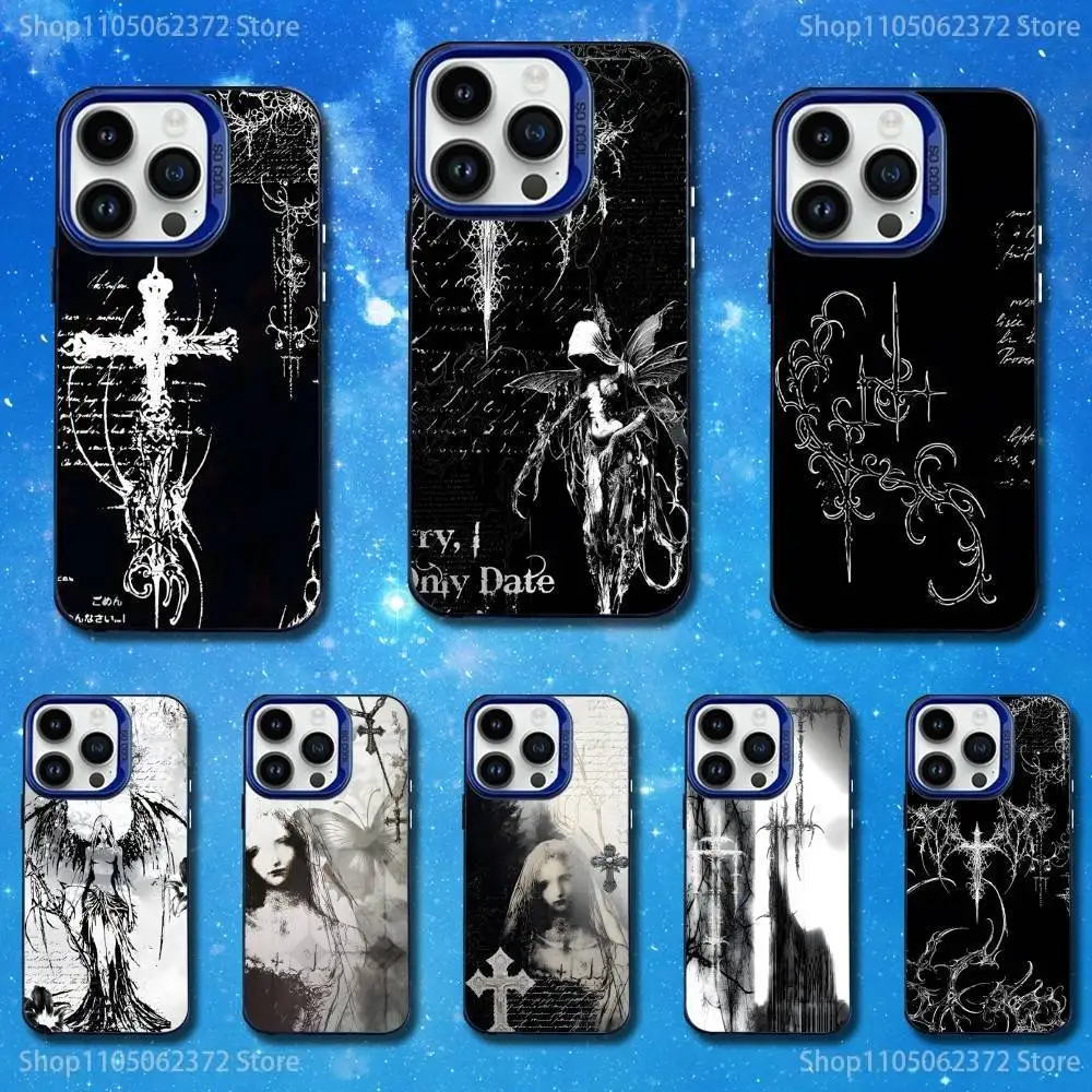 

Gothic Coquette Sigilism Phone Case For iPhone 11,12,14,13,15,16,Mini,XS,MAX,Pro,SE Blue Matte Silicone Cover