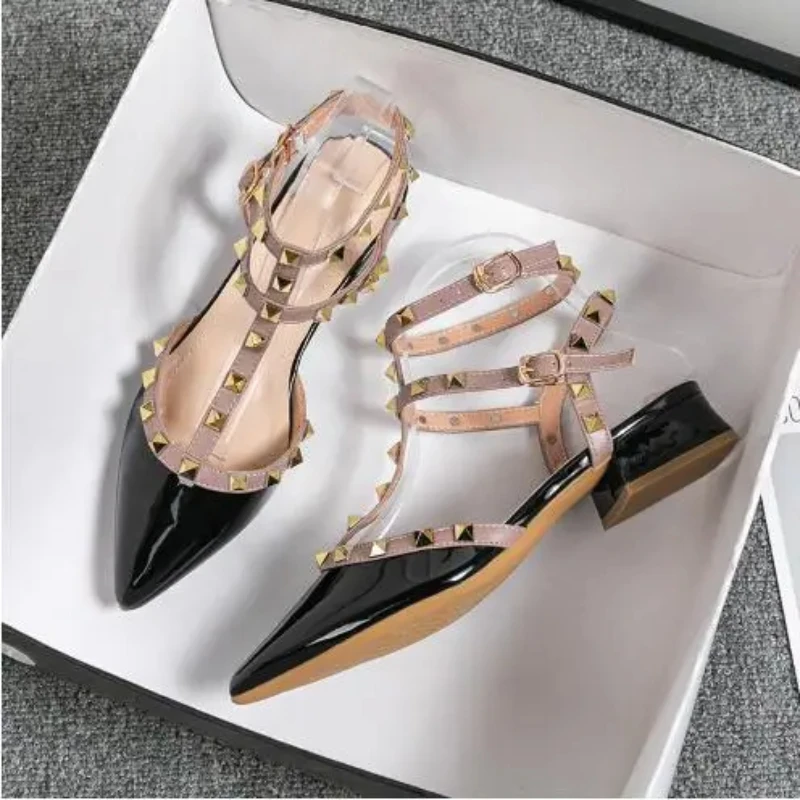 Women Sandals Summer High-heeled Luxury Sandals Fashion Brand Design Pointed Rivet