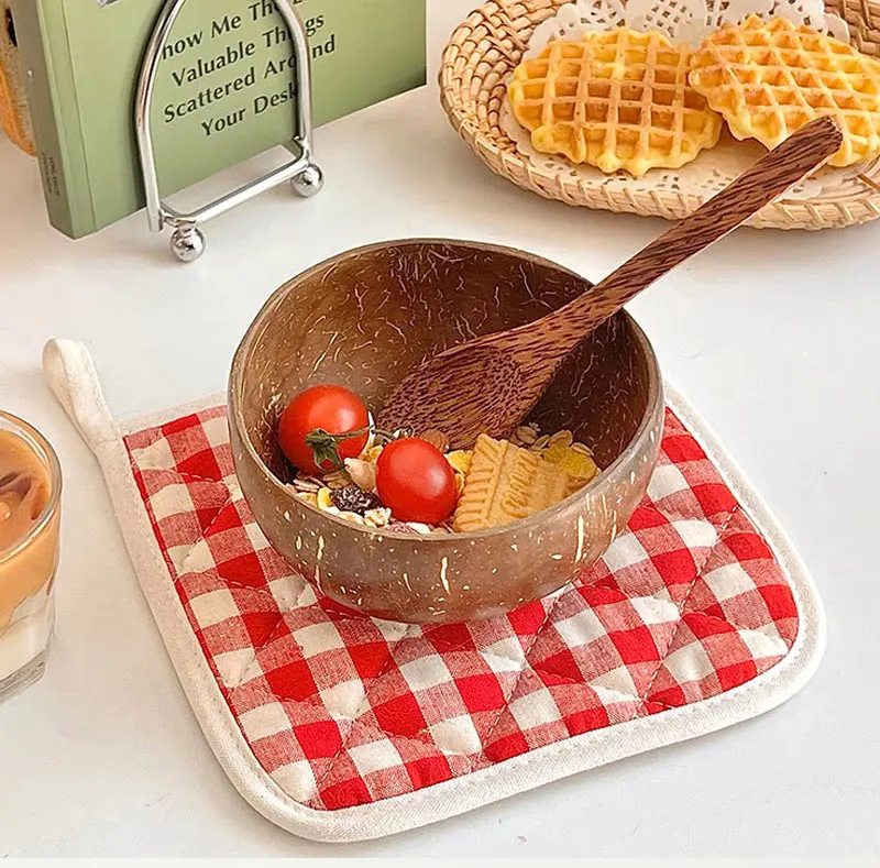 Natürliches Kokosnuss-Schalen-Set Handgefertigtes Holzgeschirr Holzlöffel Dessert-Obst-Salat-Mischschale Ramen-Aufbewahrungsschale Küchengeschirr – Detail 9