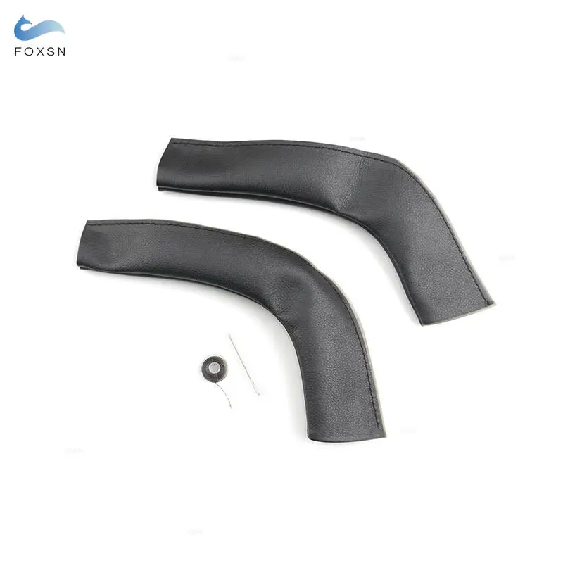 2Pcs Black Car Interior Door Handle Pull Cover Hand Sewing Microfiber Leather Cover For Porsche Cayenne 2011 2012 2013 2014-2016