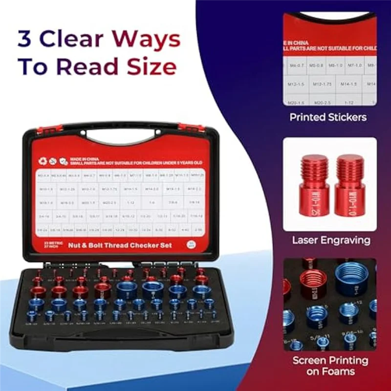 A74E-Ut ومدرب خيط الترباس لمكتشف حجم مسمار الصامولة ومجموعة لعبة الداما القياسية والمترية