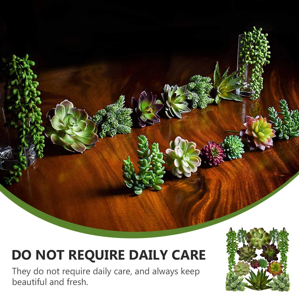 

14 Pcs Artificial Succulents Faux Plants Lightweight Decorations for Shelves Mini Garden Plant Wall Photo Props Imitated