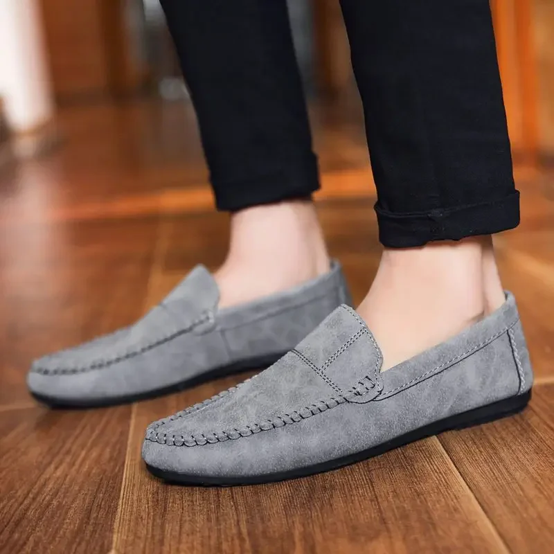 Moccasin Slip-on Men\'s Leather Shoes New In Male Casual Shoe Soft 2024 New Arrivals Legitimate Cowhide Common Comfortable