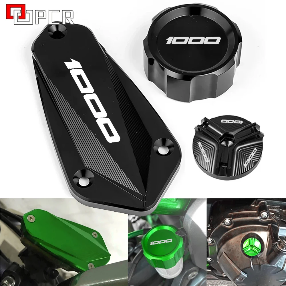 For Kawasaki Z1000 Z1000R 2011-2023 2024 Motorcycle Rear & Front Brake Fluid Reservoir Cap Cylinder cover Oil Filler Cap Plug