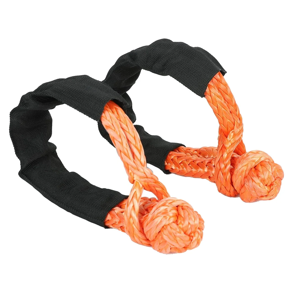 2PCS Orange 1/2Inch X 22Inch Soft Hook and Loop Rope Synthetic Traction Strap 43000LBS Breaking Power