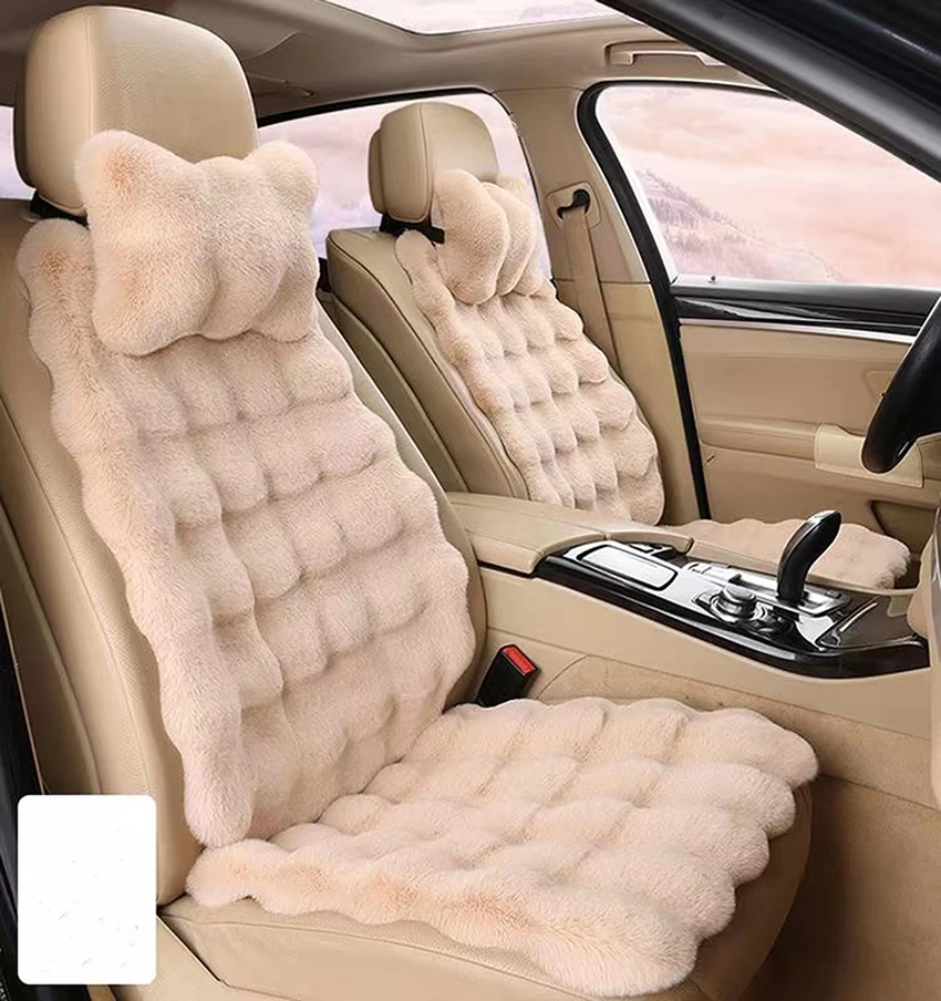 Thicken Plush Car Seat Cover Winter Keep Warm Artificial Rabbit Fur Seat Covers Auto Cushion Cloak Car Seat Mat Protect