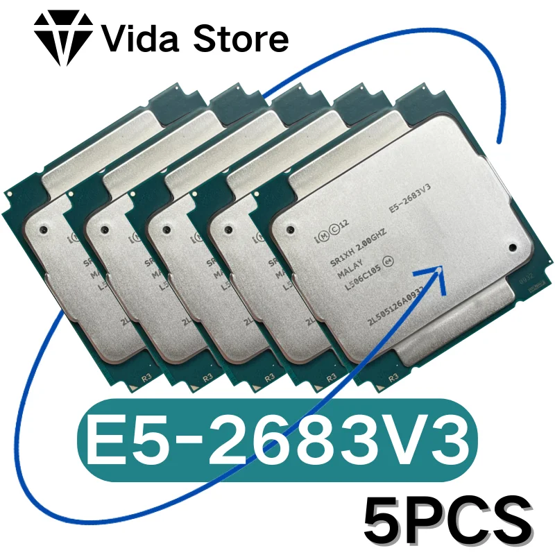 

5 PCS Xeon E5-2683 V3 E5-2683V3 E5 2683V3 E5 2683 V3 35M/2.0G/14-Cores TDP 120W FCLGA2011-3