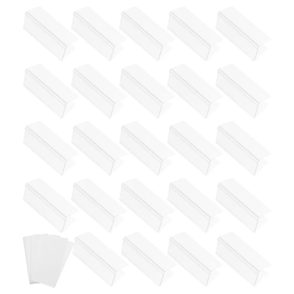 

30pcs PVC Label Holders Reusable Transparent Shelf Ticket Clips for Storage Bins Wire Shelves Office Organizers