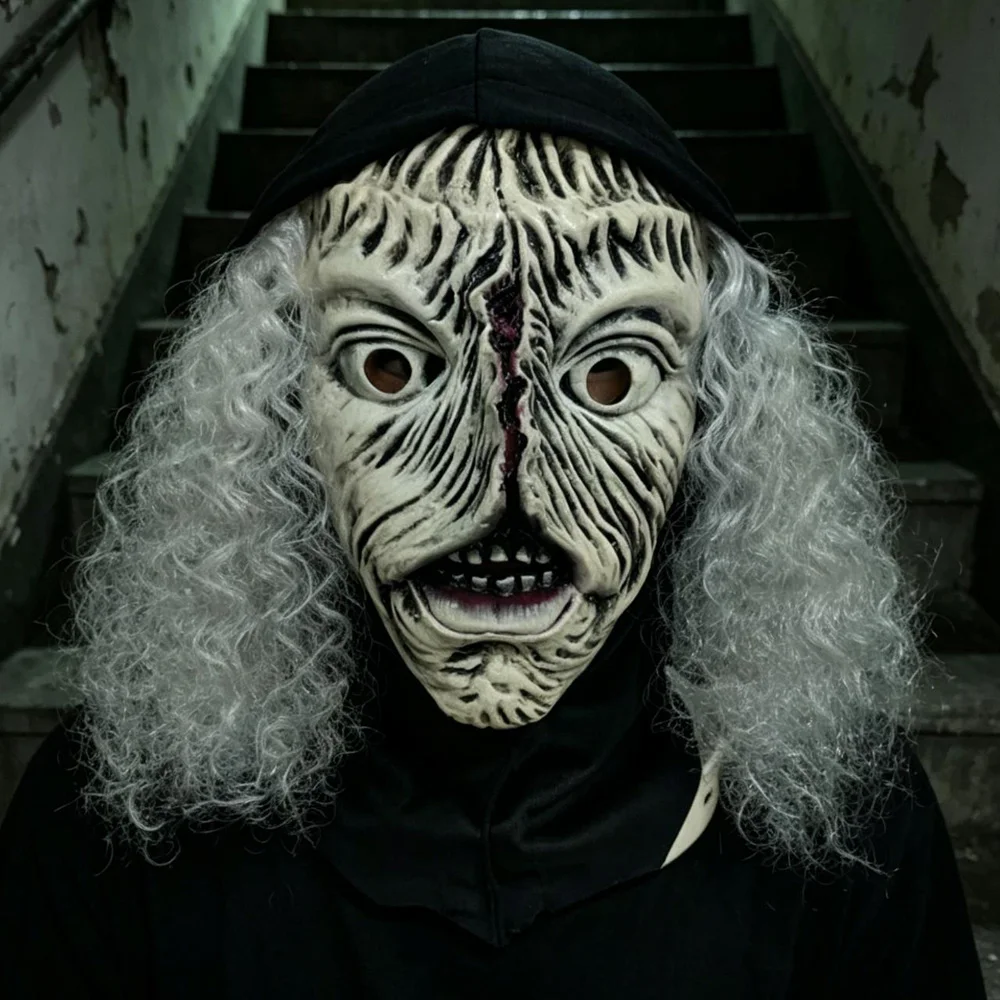 

Horror Old Witch Mask Cosplay Scary Demon Zombie Face Latex Mask Halloween Carnival Dress Up Party Prank Costume Props Gifts
