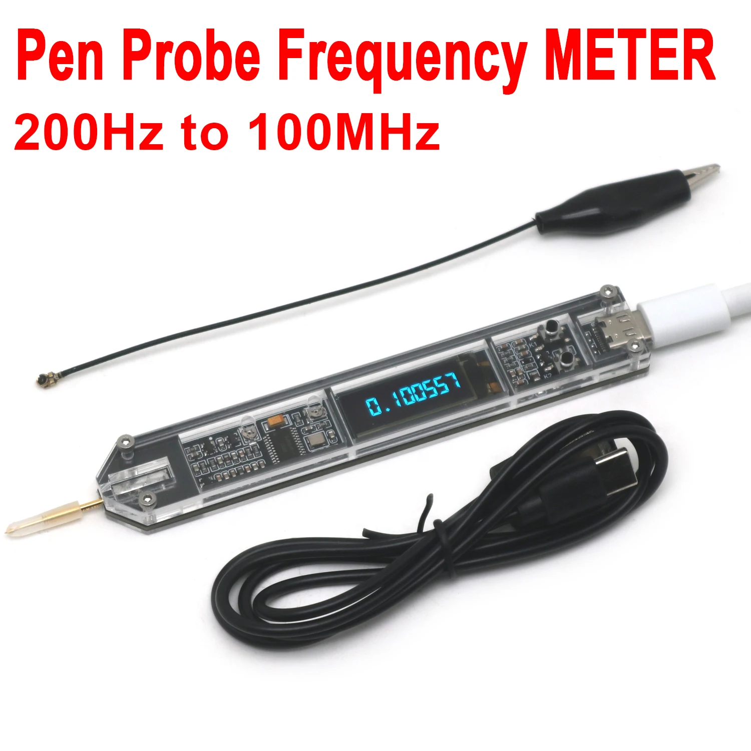 200Hz~100MHz Pen Probe Frequency METER OLED Digital Frequency Counter Detector RF Signal Measurement Medium Short Wave FM Radio