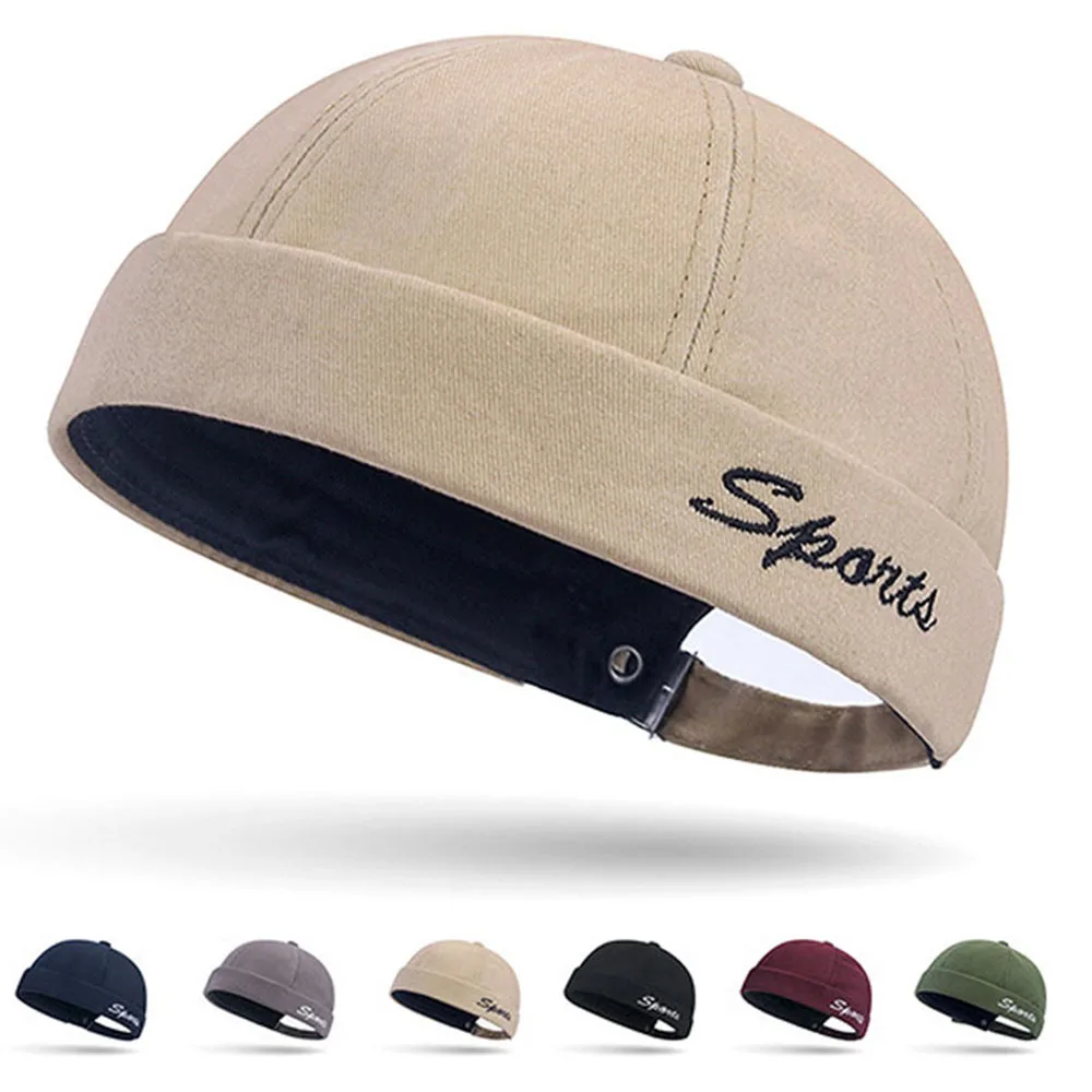 Men Vintage Street Skullies Cap Portable Multipurpos Top Hats Fashion Brimless Hip Hop Hats Summer Solid Color Beanie Hat