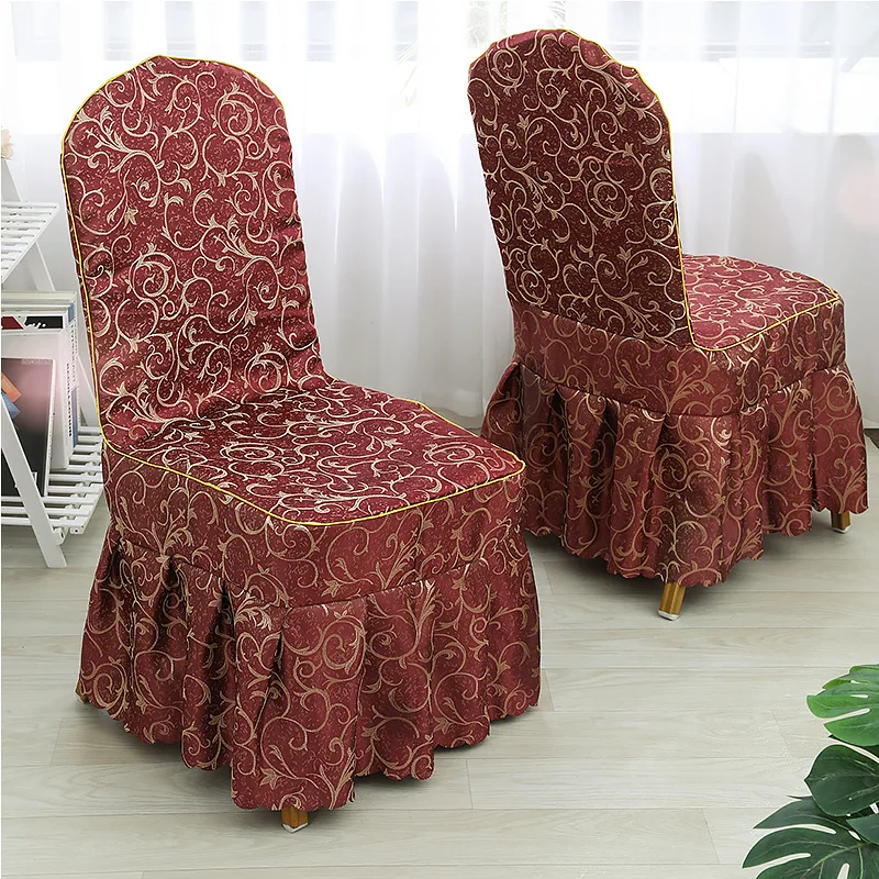 Housse de chaise Jacquard en Polyester brodée sur mesure, housse de chaise élastique de luxe pour hôtel, Restaurant, Banquet de mariage, salle à manger