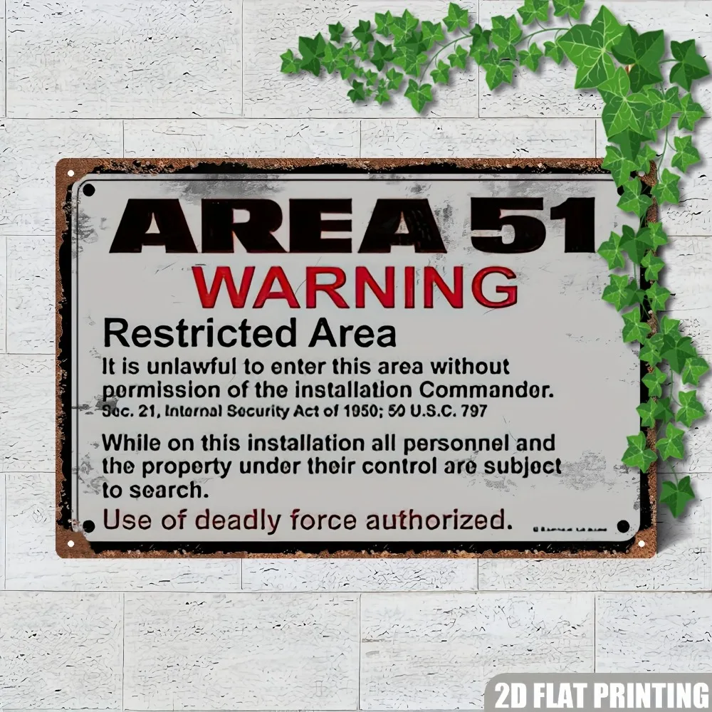 CIFbuy Vintage Retro Area 51 Warning Aluminum Wall Art 8x12 Inch Waterproof Durable Decor for Outdoor Yard Home Bar Porch