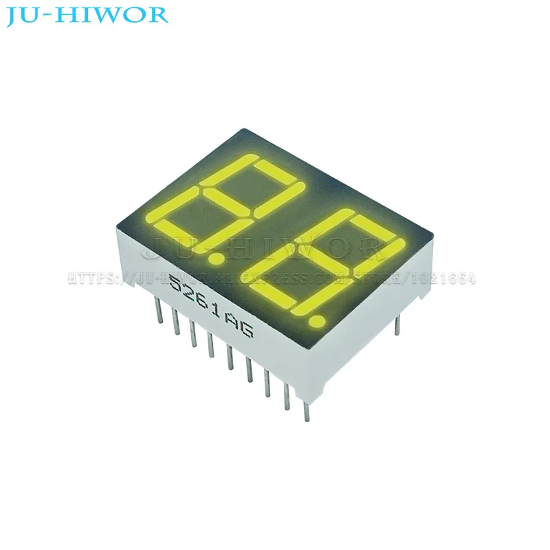 10pcs 18Pins 5261AG 5261BG 0.56 Inch 2 Digit Bits 7 Segment Yellow Green LED Digital Display Digitron Common Anode Cathode