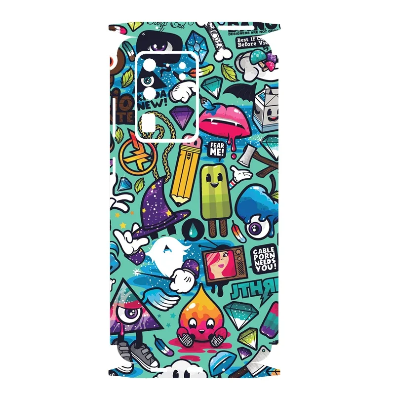 3D Colorful Cute Pattern Matte Skin Film Full Body Phone Sticker For SAMSUNG Galaxy S20 Ultra Note 10 Plus Note20 Back+Side Wrap