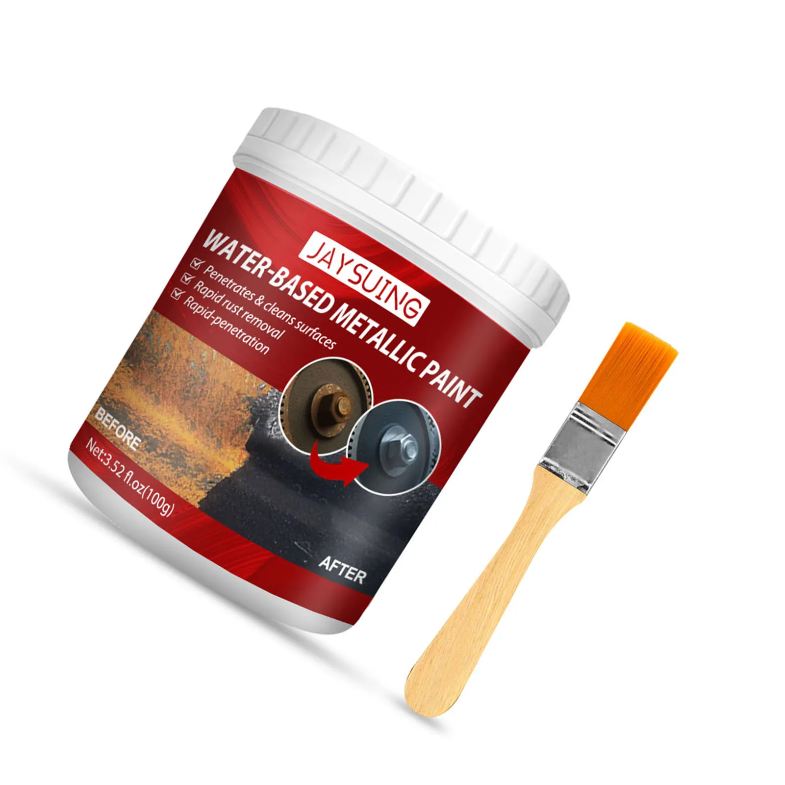 Rust Removal Converter Metallic Paint Anti-Rust Universal Rust Converter Gel with Brush Suitable for Automotive