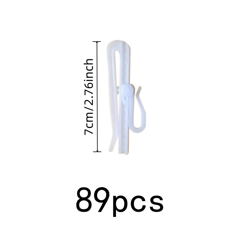 89 pcs Adjustable Height Design 7cm Adjustable Curtain Hooks, great for Living Room Curtains, No Drilling Required