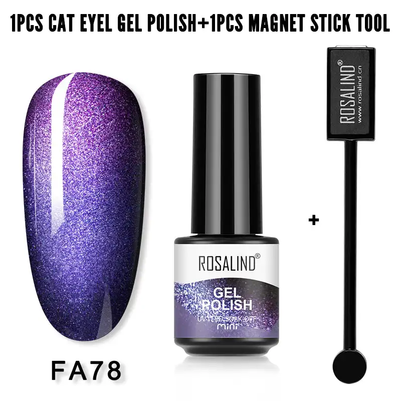 ROSALIND Crystal Cat Eye Nail Gel Polish With Magnet Varnish Hybrid Magnetic Nail Art Base Top Coat UV Nail Gel Semi-Permanent