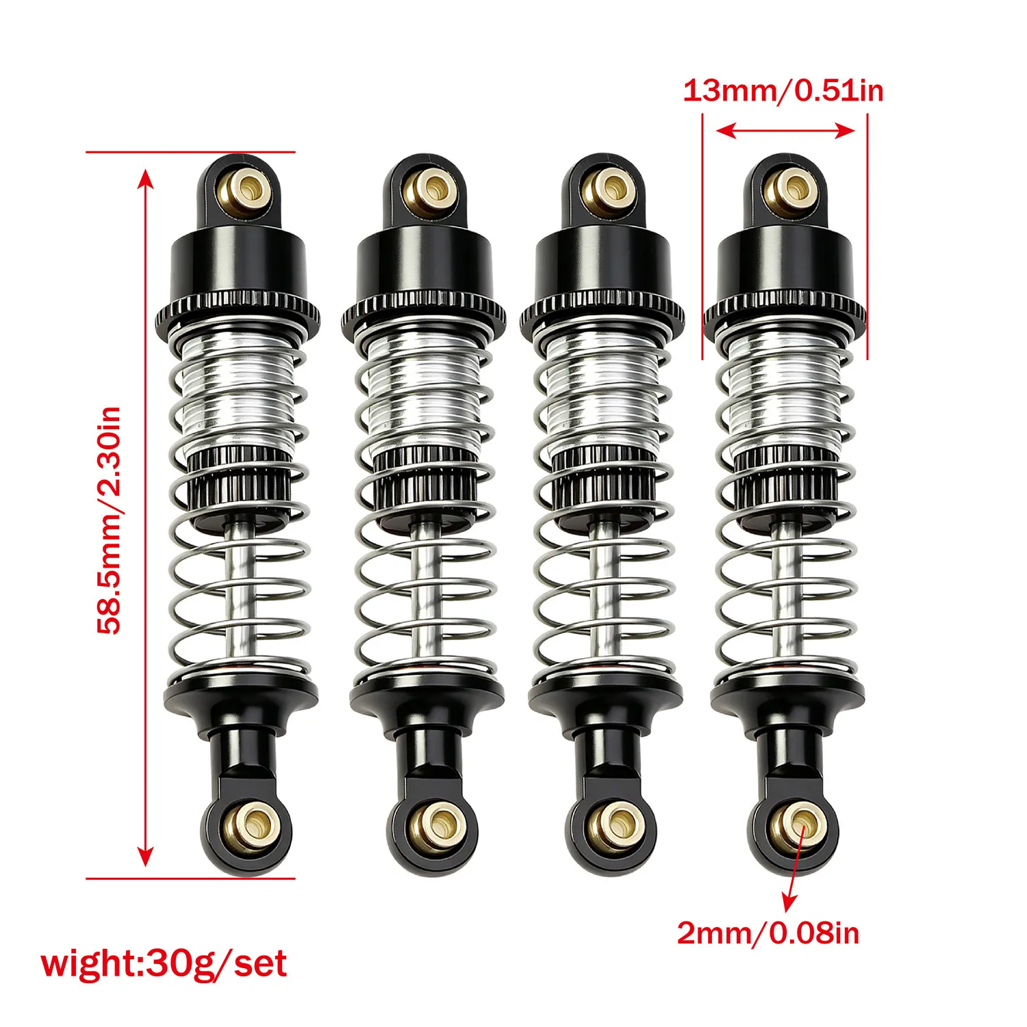 MJX Hyper Go H18P 1/18 Scale Aluminum Oil Filled Shock Absorber 57mm Adjustable Threaded Upgrade Parts for RC Crawler Bronco