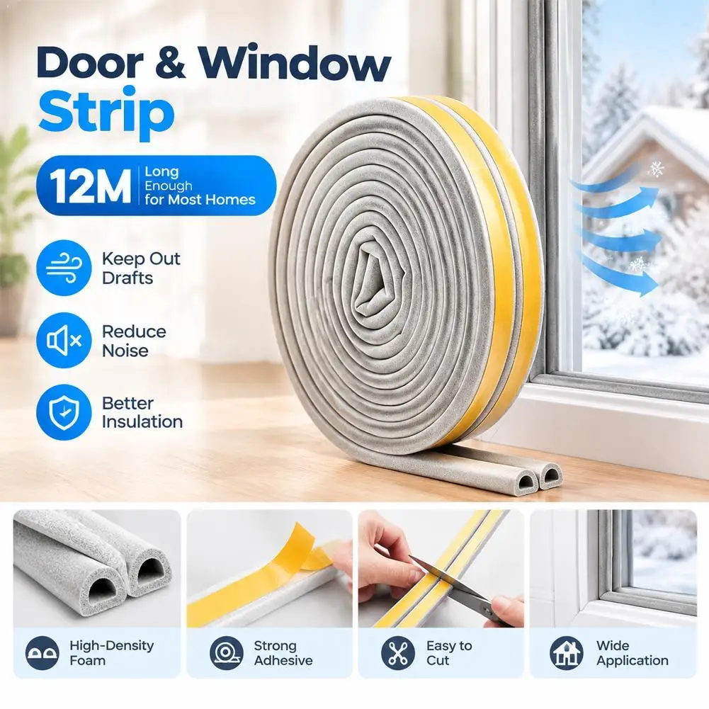 Self Adhesive Foam Draught Excluder Window Door Seal Strip Soundproof Rubber  For Doors, Windows, And Household Seals