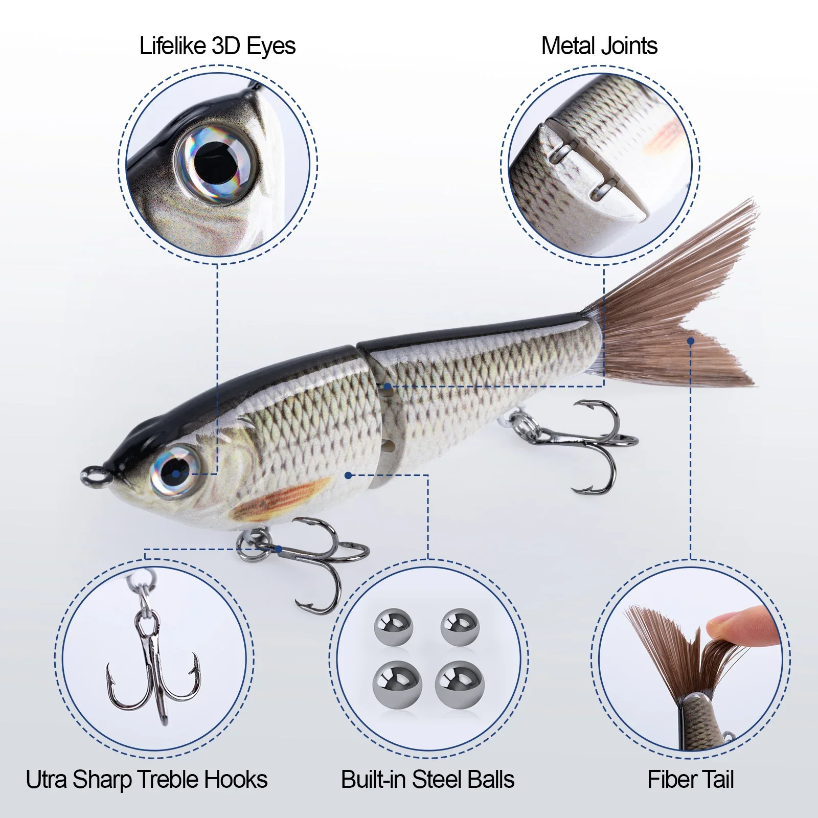 

Goture Multi Joint Lure Медленно тонущая бионическая рыба Плавание Pesca Bass Treble Hook Искусственная приманка для рыболовных снастей Приманка