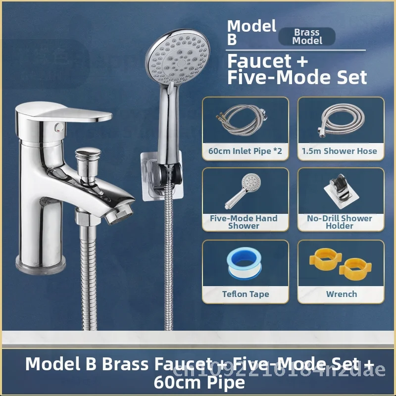 

Brass Single Hole Basin Faucet with Shower Modern Minimalist Dual-Use Hot And Cold Water Wash Basin Shampoo Tap for Bathroom