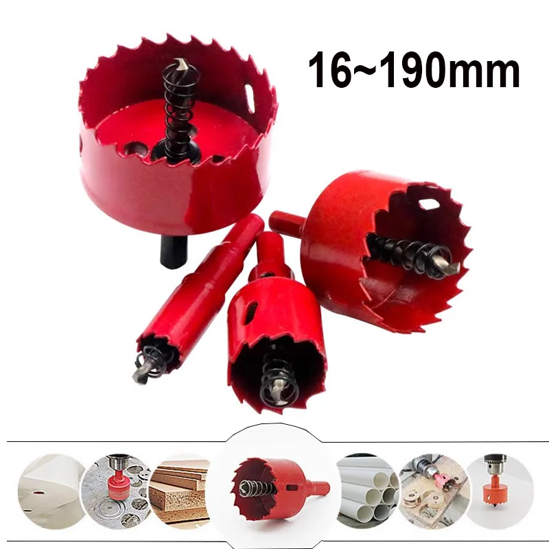 1pcs Hole Saws 16mm-190mm M42 Bi-Metal Drill Bit Cutter Carpentry Tools Cutting Metal Plastic Iron Hand Tools