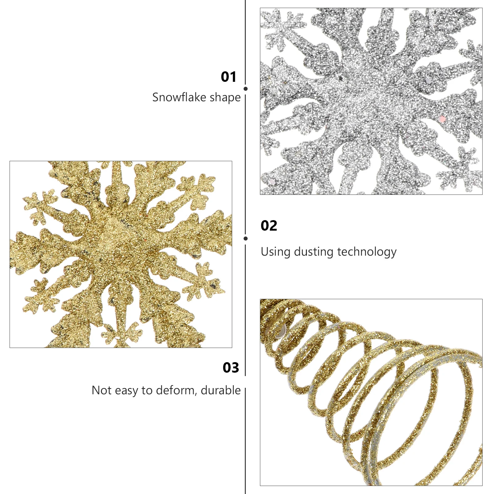 

2Pcs Snowflake Star Christmas Tree Adornment Premium Xmas Tree Decorating Ornament Home Party Supply Xmas Decor