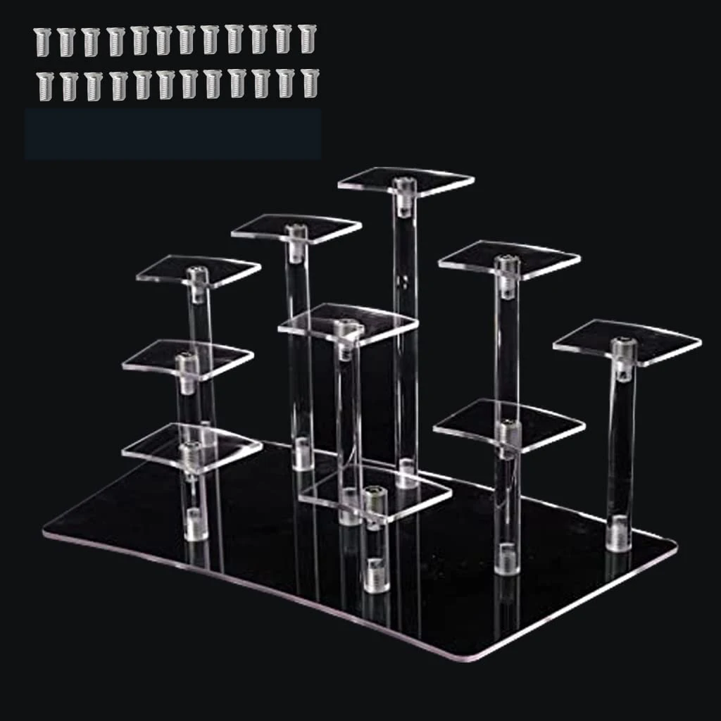 

8/10 Tier Acrylic Display Stand,Clear Display Shelf for Figures/Jewelry/perfume/Cupcake,Acrylic Riser Display Collection Stand