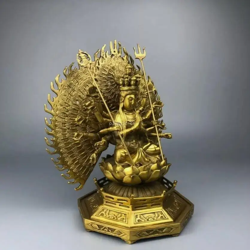 10'' brass copper casting sculpture buddhism Thousand-Hand Avalokitesvara statue