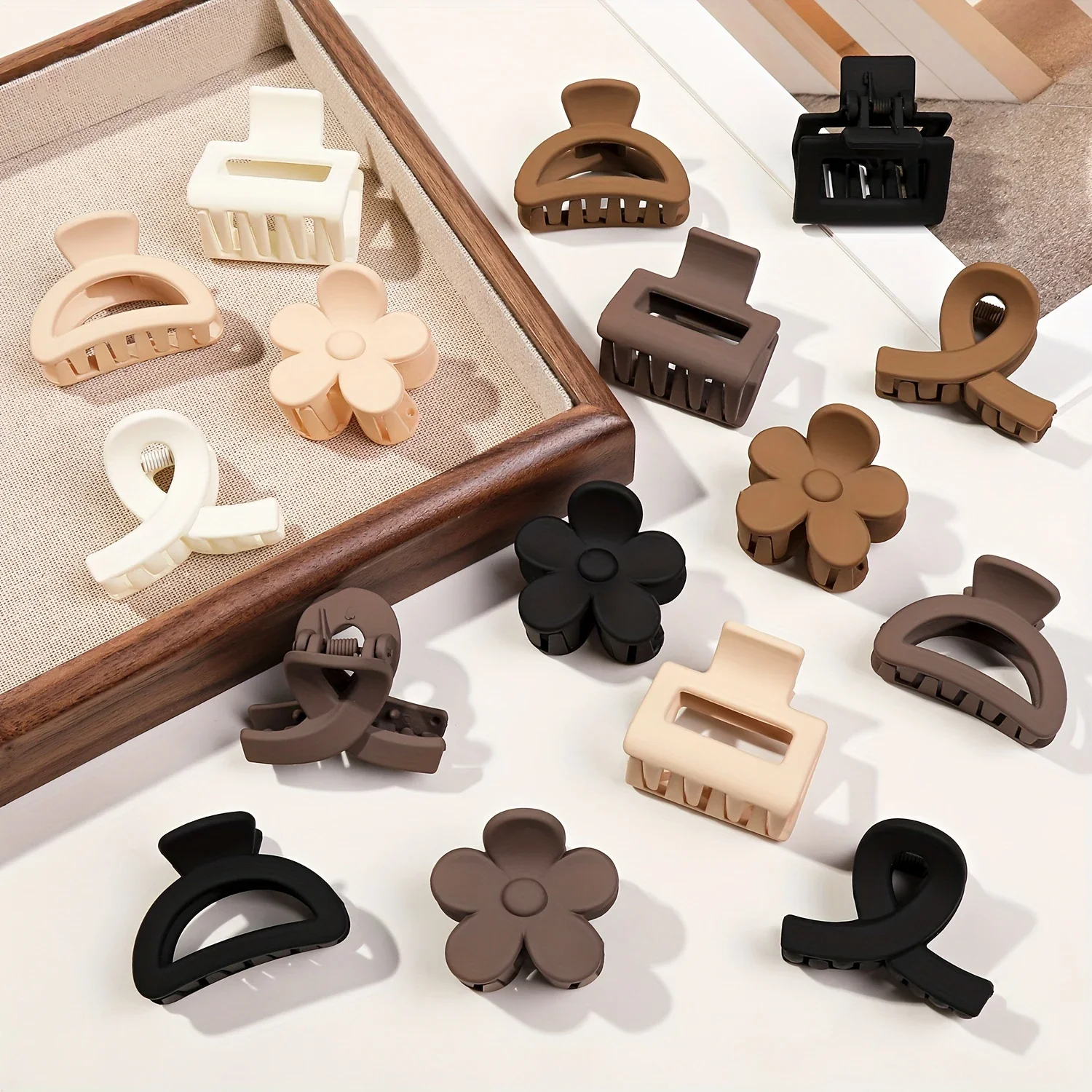 

5 Pcs Small Flower Hair Claw Clips for Women Girls,Matte Rectange Jaw Clips,Semicircle Barrettes for Thin Hair Hair salon Tixel