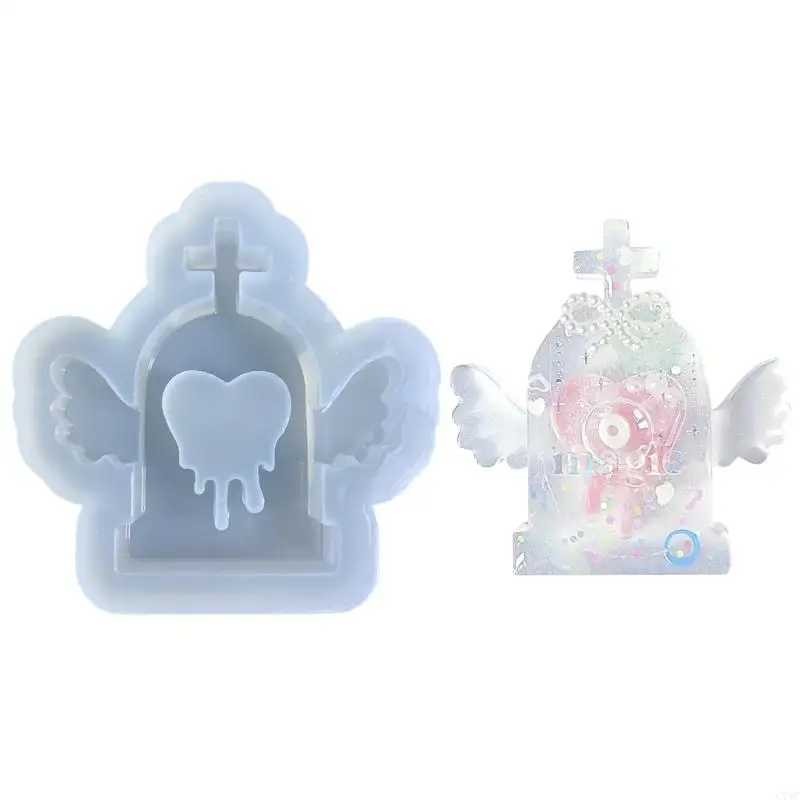 

C71C Love-Heart Wing Tombstone смола Shaker Shaker Filler Quearsem и плесень плесени для DIY