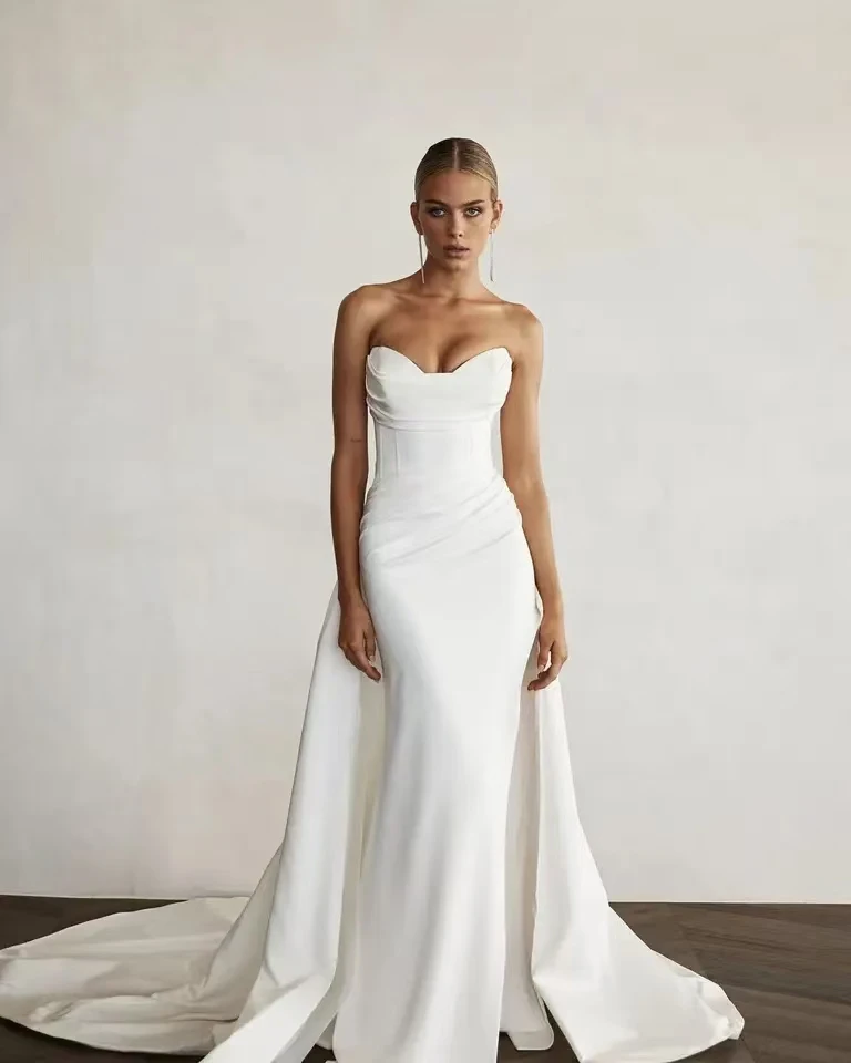 

Modern Mermaid Front Slit Bridal Gowns Sweep Train Wedding Gowns Sweetheart Bridal Dresses 2025 Boho Women Customized