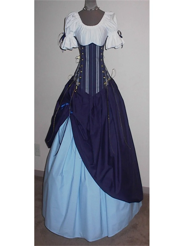 Renaissance Highland Plaid Lass Costume Ball Gown Cosplay Scottish Dress Gown Set Custom