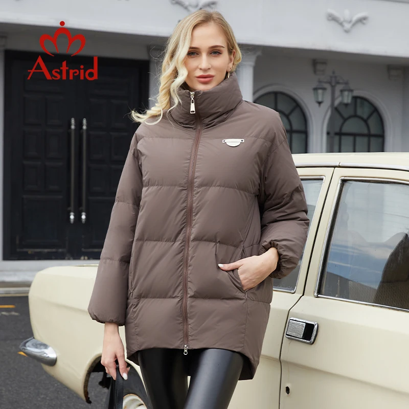 Astrid 2022 winter women\'s jackets Mid-length Coat Hooded Design stand collar parka Female fashion clothing ZR-7574