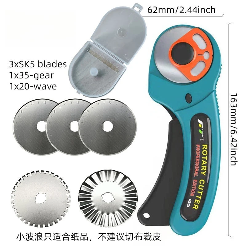 FT-145 45mm Auto Lock Rotary Cutter Carpet Roller Round Cutting Knife for Carpet Fabric Leather Cutting