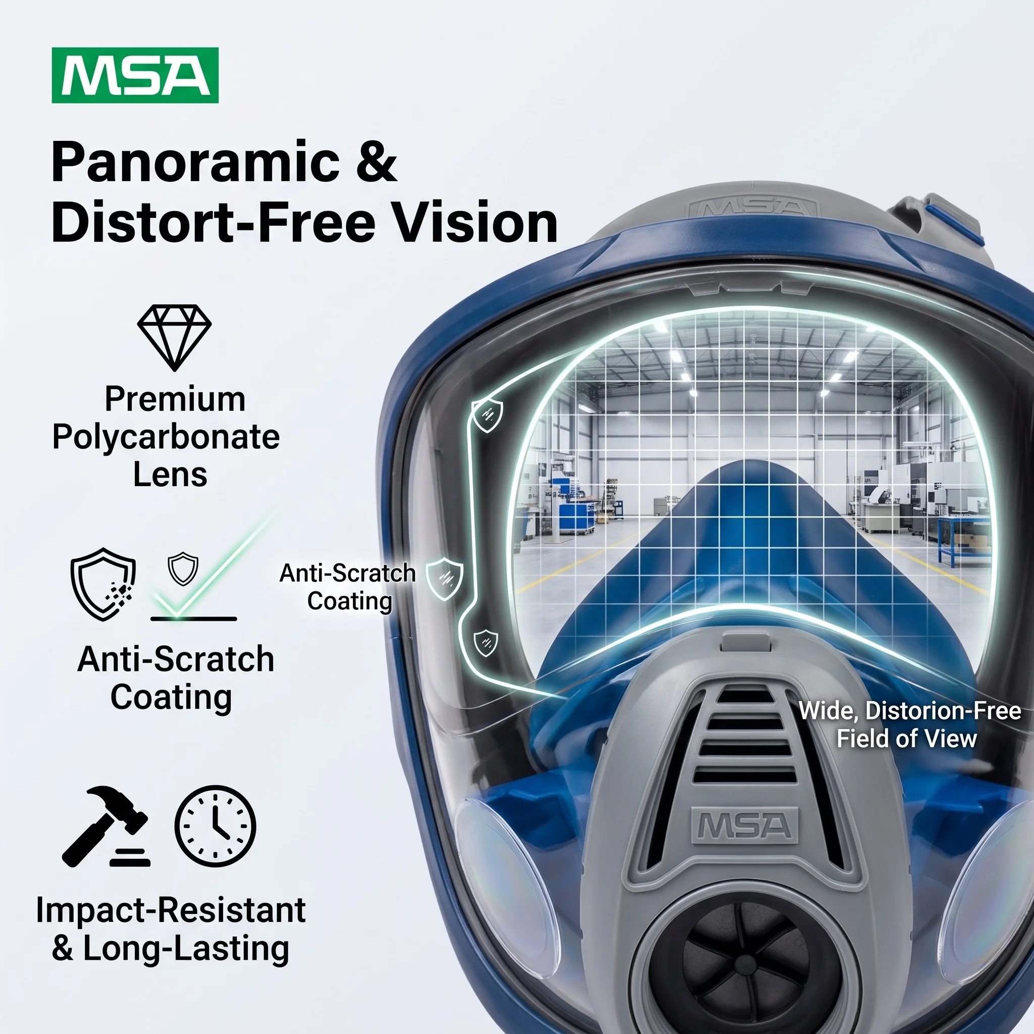 MSA Reusable Respirator Large Full Facepiece Gas Mask Single Filter Chemical Protection Air Purifying Respirator High Quality