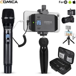 COMICA CVM-WS50H Wireless Microphone With Tripod For iPhone Android Smartphone Dslr Camera Handheld Microphone For Interview