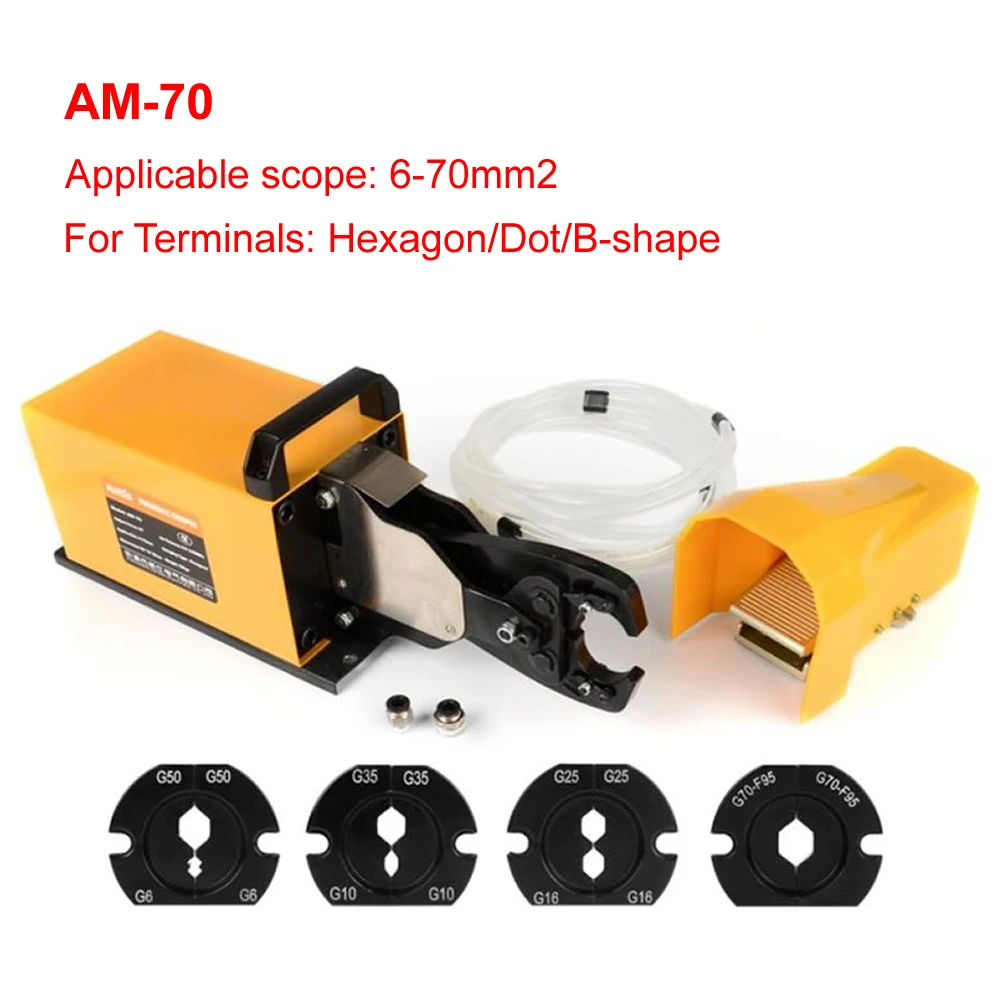 2.0T Pneumatic Terminal Crimping Clamp Tool AM-70 Crimping Non-insulated Cable Lugs 6-70mm2 Heavy Duty Cold Crimper Machine