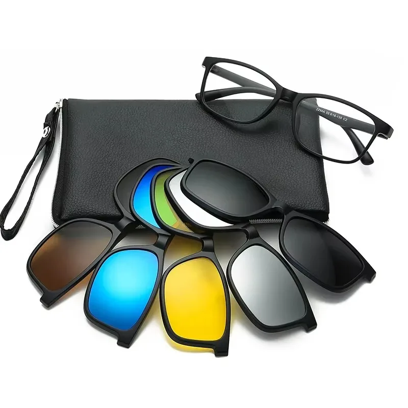 5 Color Polarized Clip On Sunglasses Progressive Multifocal See Far and Near Reading Glasses Prescrption Myopia Lenses