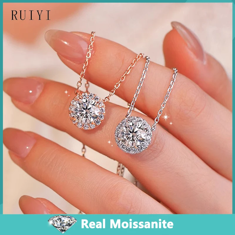 Real Moissanite Necklaces For Women 925 Sterling Silver Luxury Sparkling Diamond Pendant Necklaces Girlfriend Gift Fine Jewelry