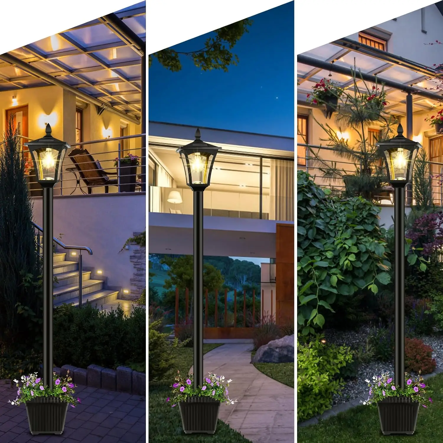 Pilier lumineux LED à énergie solaire, imperméable, éclairage d'extérieur, lumière blanche chaude, idéal pour un jardin