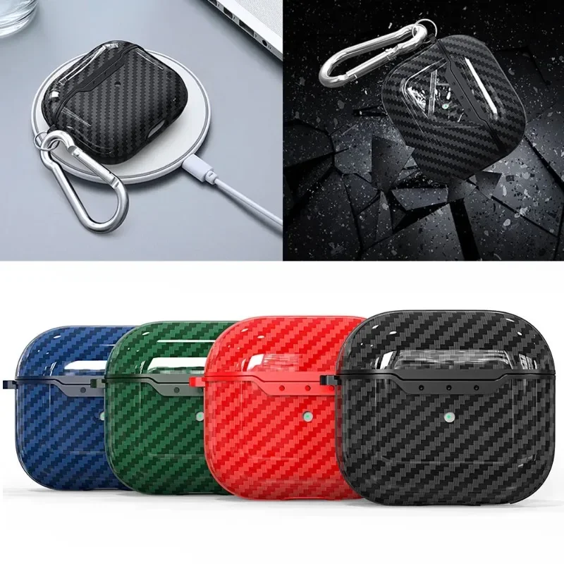 Apple Airpods用カーボンファイバーケース,2024世代イヤホン用保護ケース,Pro 1, 2, 3,4,