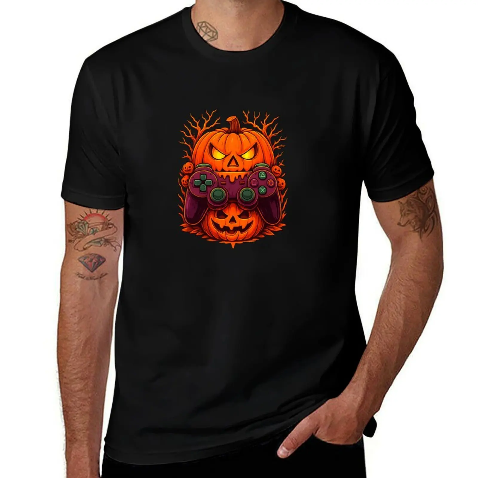 

Pumpkin Controller Halloween Gamer Video Gamer Kids Boys T-Shirt sports fans vintage graphic tee funny t shirts for men