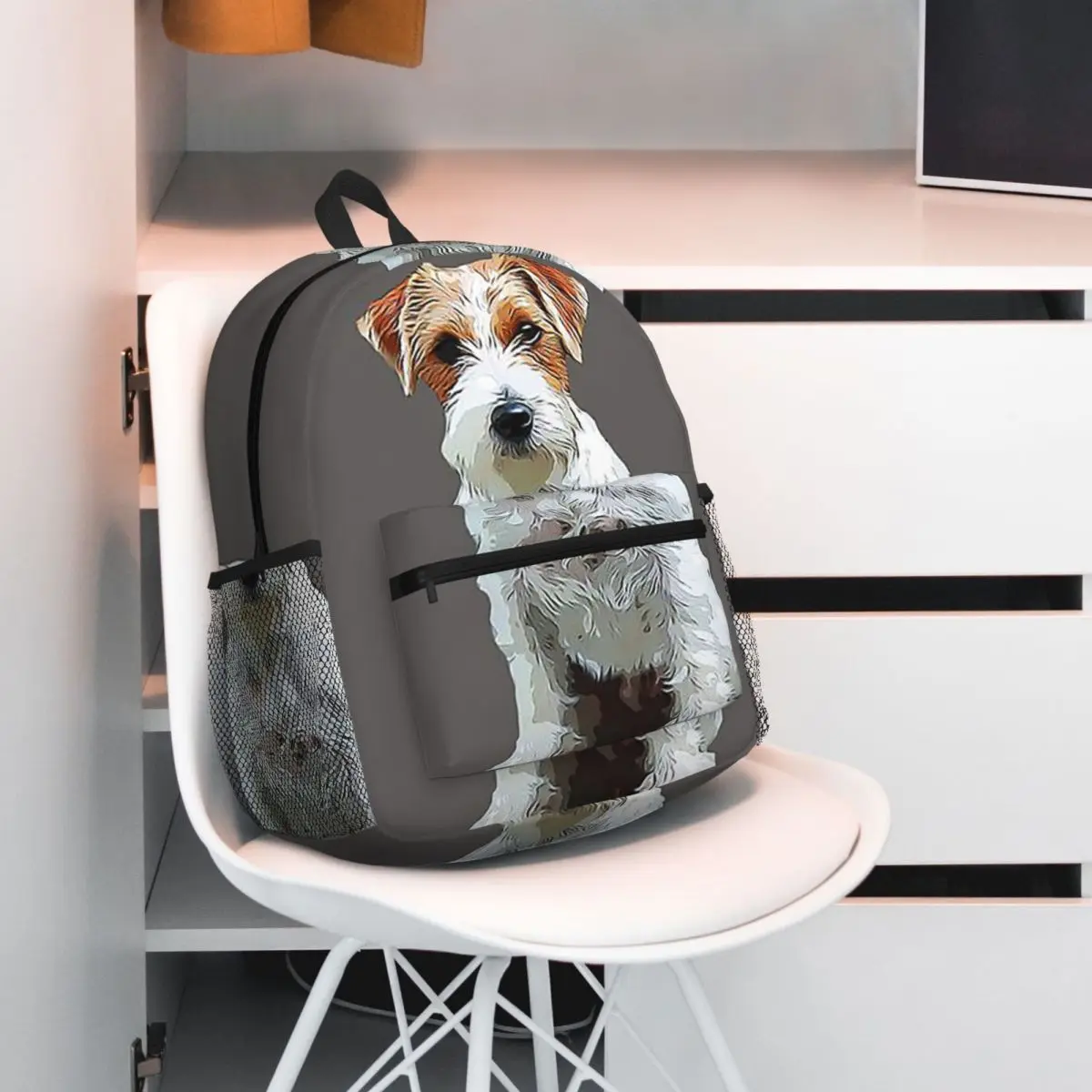 

Dog Jack Russell Terrier Rough Coat Backpack Daypack Large Capacity Children BookBag School Bag Shoulder Bags for Men Women