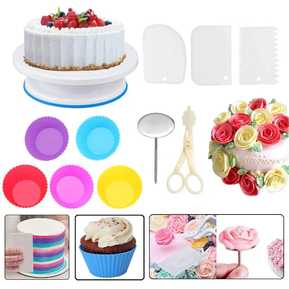 106PCS Ultimate Cake Decorating Kit with Turntable - 59 Piping Tips,27 Bags & Professional Nozzles Complete Tools DIY Baking Set